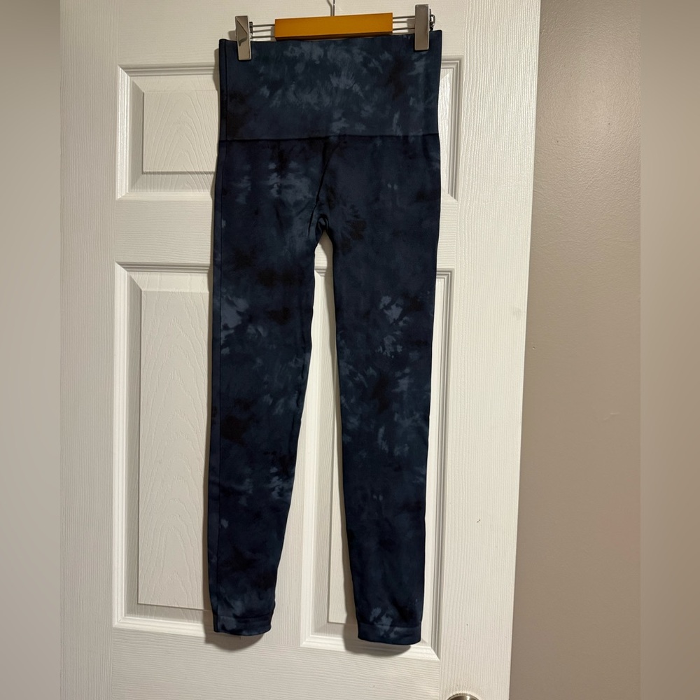 SPANX Navy Tie-Dye High-Waist Leggings